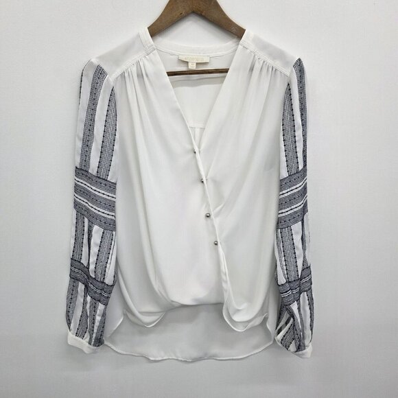 Etcetera Womens Long Sleeve Boho Surplice Blouse Top White Size 10 Button Front - Picture 3 of 14